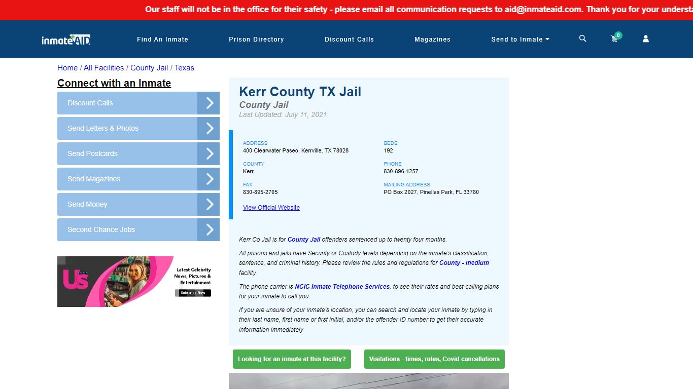 Kerr County TX Jail - Inmate Locator - Kerrville, TX